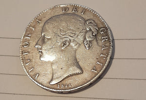 Queen Victoria Silver Crown Coin, year 1844
